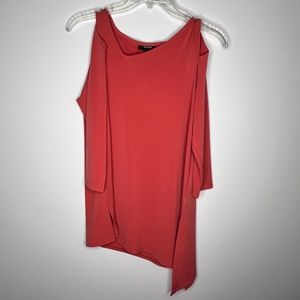 NWOT Alfani Salmon Asymmetrical Cutout 3/4 Sleeve Tunic  PM
